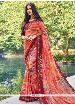 Faux Georgette Print Work Printed Saree