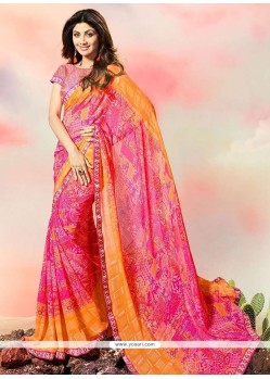 Shilpa Shetty Multi Colour Faux Georgette Printed Saree