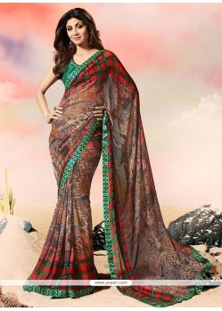 Print Work Shilpa Shetty Faux Georgette Printed Saree