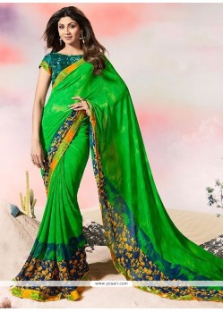 Shilpa Shetty Green Printed Saree