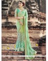 Sea Green Faux Crepe Shaded Saree