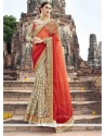 Faux Crepe Embroidered Work Designer Half N Half Saree