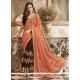 Brown And Orange Faux Chiffon Designer Half N Half Saree