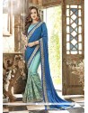 Blue And Sea Green Half N Half Trendy Saree