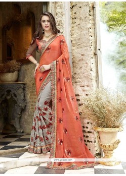 Embroidered Work Designer Half N Half Saree