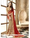 Faux Chiffon Embroidered Work Designer Half N Half Saree