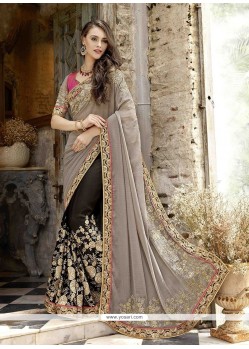 Black And Grey Half N Half Saree