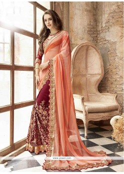 Resham Work Designer Half N Half Saree