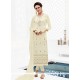 Embroidered Work Faux Georgette White Churidar Designer Suit