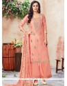 Chanderi Peach Resham Work Designer Palazzo Suit