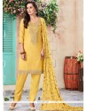 Chanderi Yellow Designer Suit