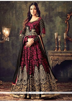 Black And Pink Floor Length Anarkali Suit