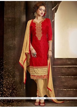 Cotton Satin Embroidered Work Pant Style Suit