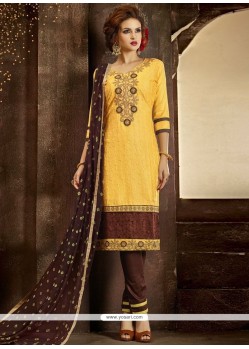 Embroidered Work Yellow Pant Style Suit