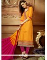 Cotton Embroidered Work Straight Suit