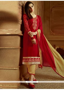 Embroidered Work Cotton Straight Suit