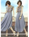 Embroidered Work Grey Party Wear Kurti