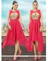 Embroidered Work Hot Pink Party Wear Kurti