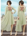 Resham Work Green Party Wear Kurti