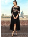 Resham Work Black Faux Georgette Party Wear Kurti