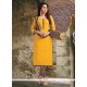 Cotton Yellow Print Work Churidar Suit