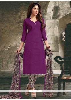 Purple Cotton Churidar Suit
