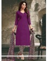 Purple Cotton Churidar Suit