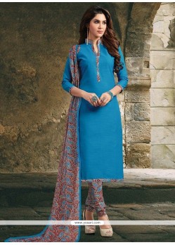 Print Work Blue Churidar Suit