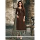 Print Work Brown Cotton Churidar Suit