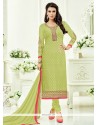 Lace Work Faux Georgette Churidar Designer Suit