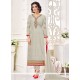 Grey Embroidered Work Churidar Designer Suit