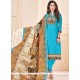 Blue Print Work Cotton Churidar Suit