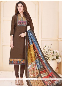 Brown Cotton Churidar Suit