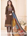 Brown Cotton Churidar Suit