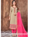 Faux Georgette Beige Designer Straight Suit