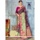 Art Silk Green And Magenta Weaving Work Designer Traditional Saree