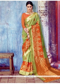 Weaving Work Green Art Silk Designer Traditional Saree