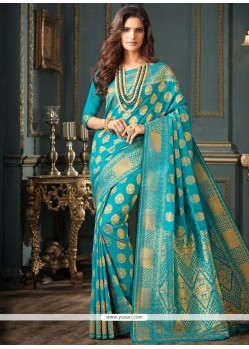 Weaving Work Firozi Designer Traditional Saree