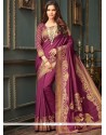 Weaving Work Wine Traditional Designer Saree