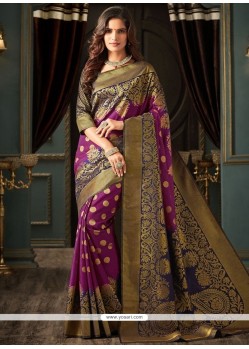 Art Silk Wine Traditional Designer Saree