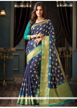 Navy Blue Weaving Work Art Silk Traditional Saree