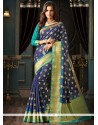 Navy Blue Weaving Work Art Silk Traditional Saree