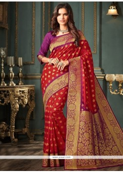 Red Weaving Work Art Silk Designer Traditional Saree