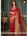 Red Weaving Work Art Silk Designer Traditional Saree