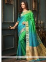 Blue And Green Art Silk Traditional Designer Saree