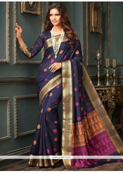 Navy Blue Weaving Work Traditional Saree