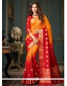 Weaving Work Orange Art Silk Designer Traditional Saree