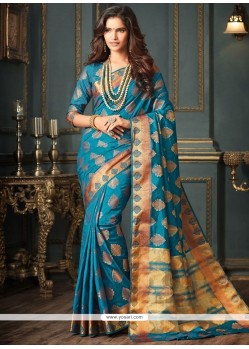 Blue Weaving Work Traditional Designer Saree