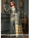 Weaving Work Grey Art Silk Traditional Saree