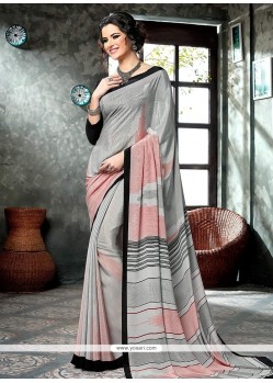 Faux Crepe Multi Colour Print Work Printed Saree